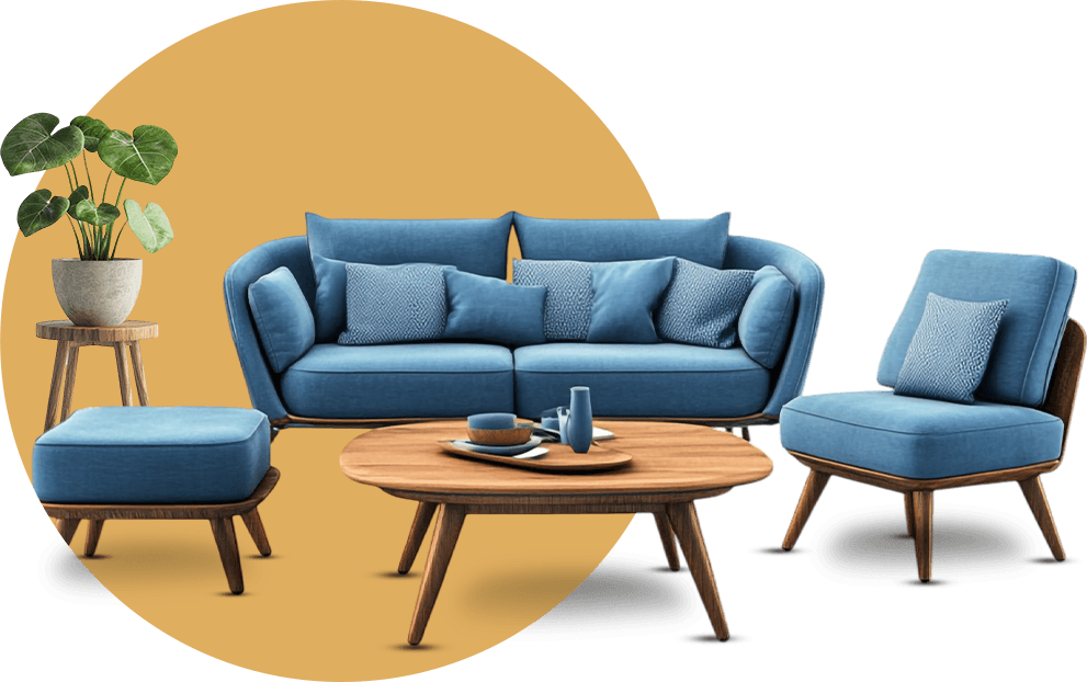 Blue living room furniture