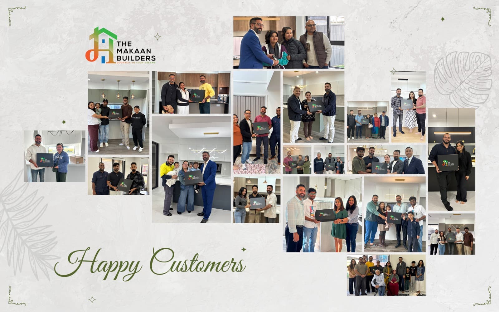 The Makaan Builders team celebrating completed homes with happy customers across Sydney