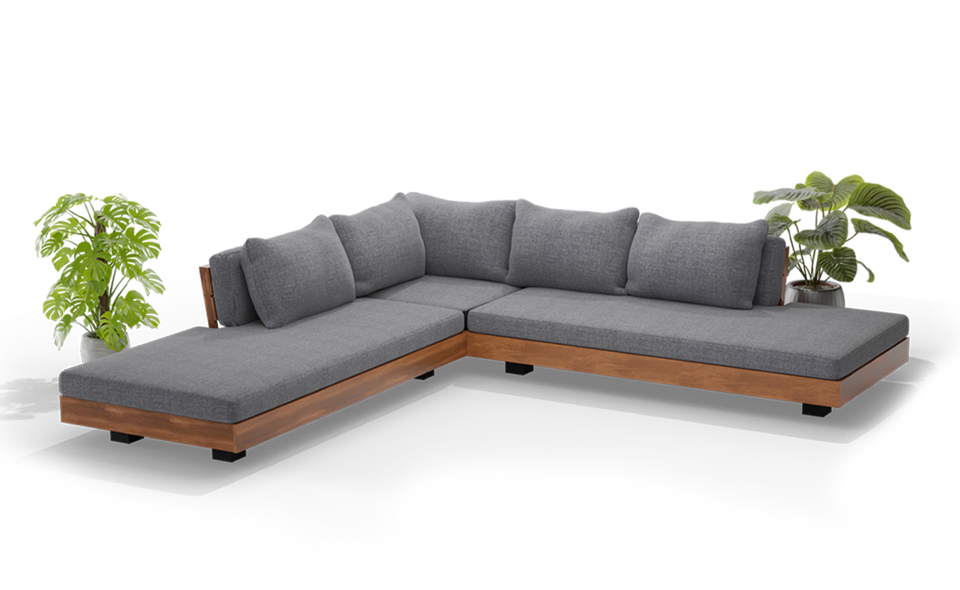 Modern sofa and indoor plants